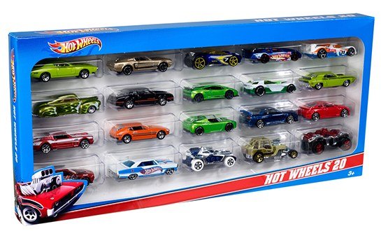 Hot Wheels Set of 20 Toy Sports & Race Cars in 1:64 Scale