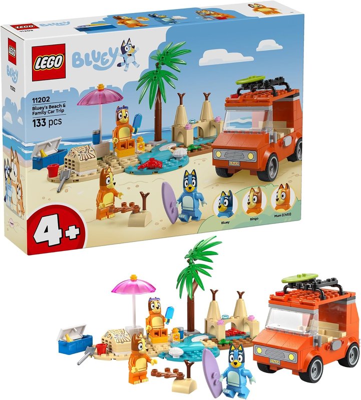 LEGO Bluey: Bluey's Beach & Family Car Trip (11202, 133 pcs)