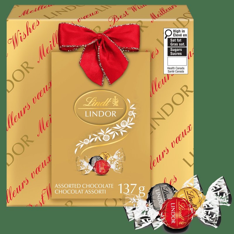 Lindt LINDOR Assorted Chocolate Truffles Gift Box, 137 g