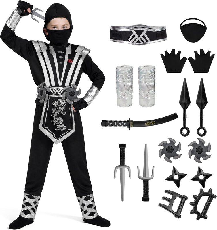 Spooktacular Creations Ninja Deluxe Costume Set with Foam Accessories