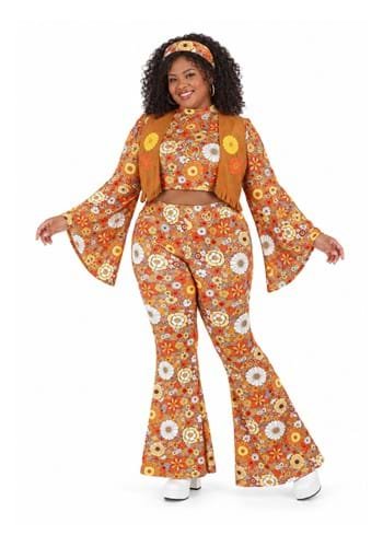 Women's Plus Size Autumn Flower Hippie Costume (HalloweenCostumes.ca)